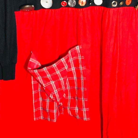 Paula dress long sleeve long pocket red black buttons extra large READ - Picture 6 of 14